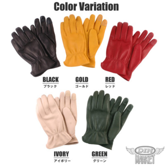 ディアスキングローブ DIN MARKET ディンマーケット DEER SKIN GLOVE レギュラー GMG-08 鹿革 シンプル 街着 スマホ対応 レギュラーリスト 男女兼用 ブラック