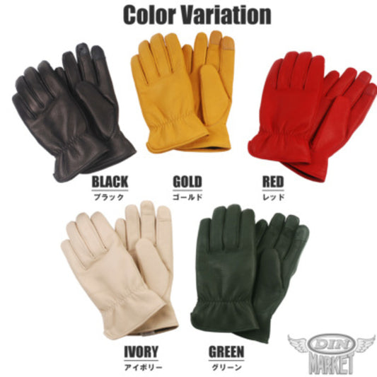 ディアスキングローブ DIN MARKET ディンマーケット DEER SKIN GLOVE Thinsulate GMG-11 鹿革 色落ち防止処理 スマホ対応 やわらかい  男女兼用 ブラック 冬