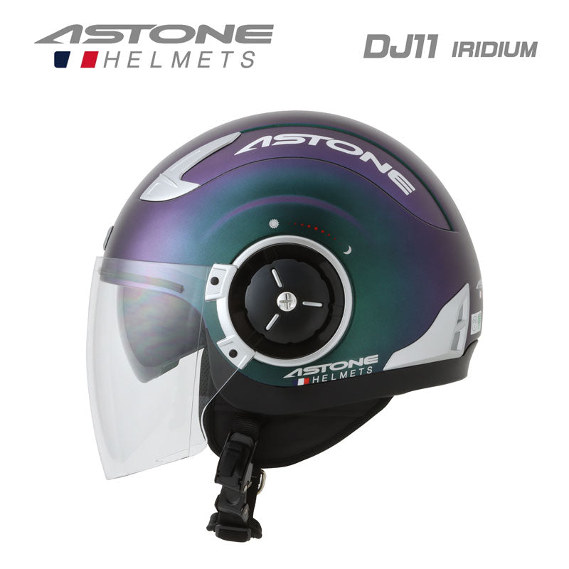 ASTONE(アストン) ジェットヘルメット DJ11 マットグリーンパープルイリジウム