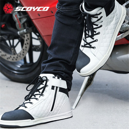 決算限定特価 ライディングシューズ 【SCOYCO】カジュアルライディングシューズ ホワイト【MT052】