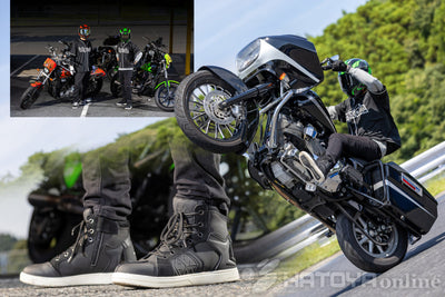 世界を代表するハーレーのスタントライダー「darkestcode」(ダーケストコード)の足元を支えるSCOYCO(スコイコ) MT040WP 400kgオーバーの車体を手足の様に扱って見せるウルトラスタント