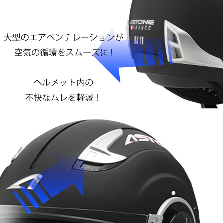 【ASTONE】ジェットヘルメットDJ11 マットブラック