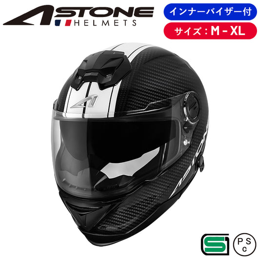 決算セール  一つ上を行く「世界No1東レ製カーボン使用」ASTONE(アストン) 軽量カーボンフルフェイスヘルメット GT-1000F(GT1000F) AC14 ブラック