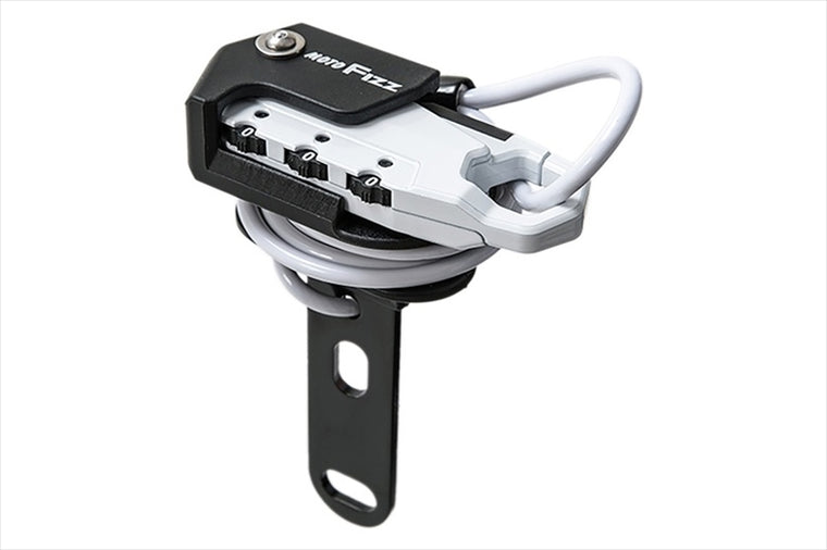 【モトフィズ】ヘルメット用ワイヤーロック ストレート ホワイト MF-4754