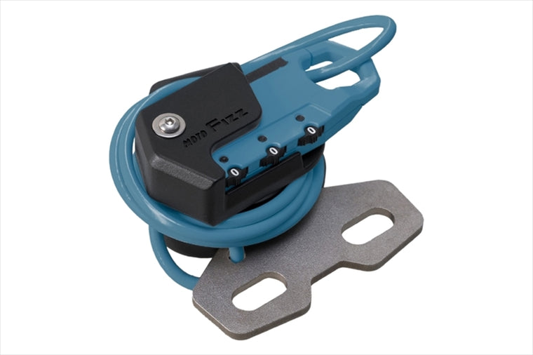 モトフィズ｜ヘルメット用ワイヤーロック ハンドルクランプ取付 ストレート(サックスブルー)｜MF-4770