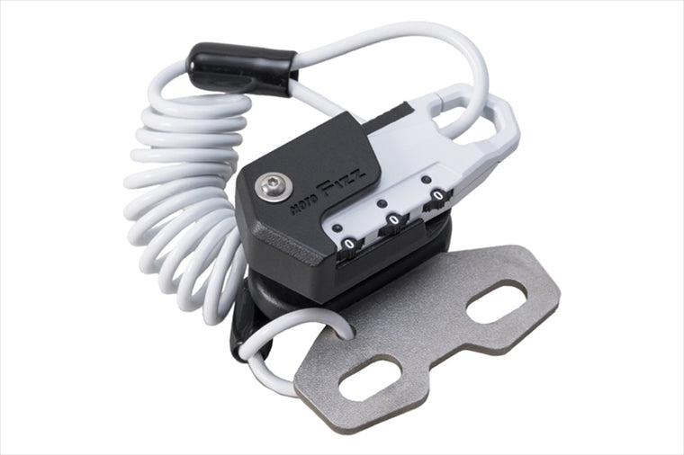 モトフィズ｜ヘルメット用ワイヤーロック ハンドルクランプ取付 コイル(ホワイト)｜MF-4773