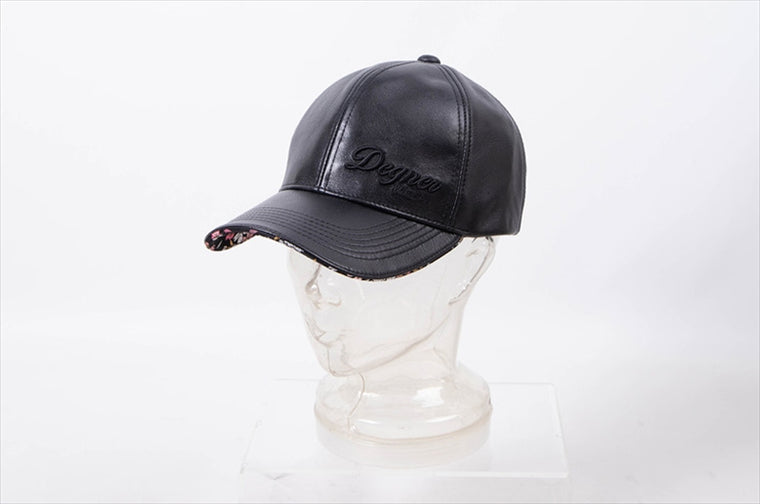 【カザン】レザーキャップ                 京桜 BLACK CP-24K