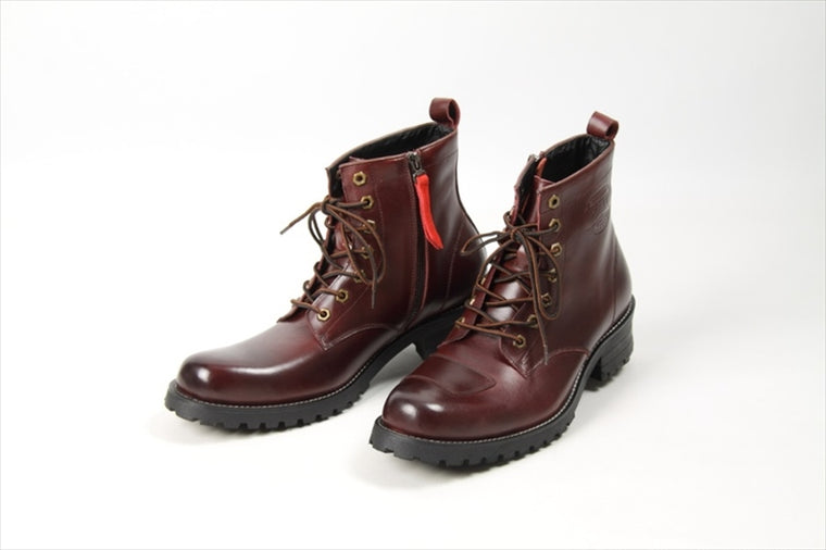 【デグナー】シフトガード付レザーZIPブーツ     ワイン 30.0cm HS-B6
