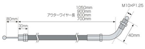 【ACTIVE】アクティブ TMR用 スロットルワイヤー 700mm ステン金具 アウターメッシュ (引戻共通)【カタログ品番：P077-1058】【メーカー品番：1060155】
