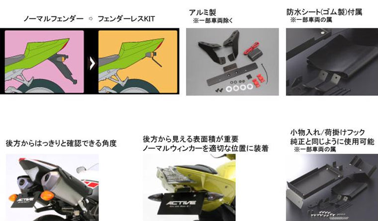 【アクティブ】アクティブ フェンダーレスKIT LEDナンバートウツキ BLK ZX-6R 09-18 1157076