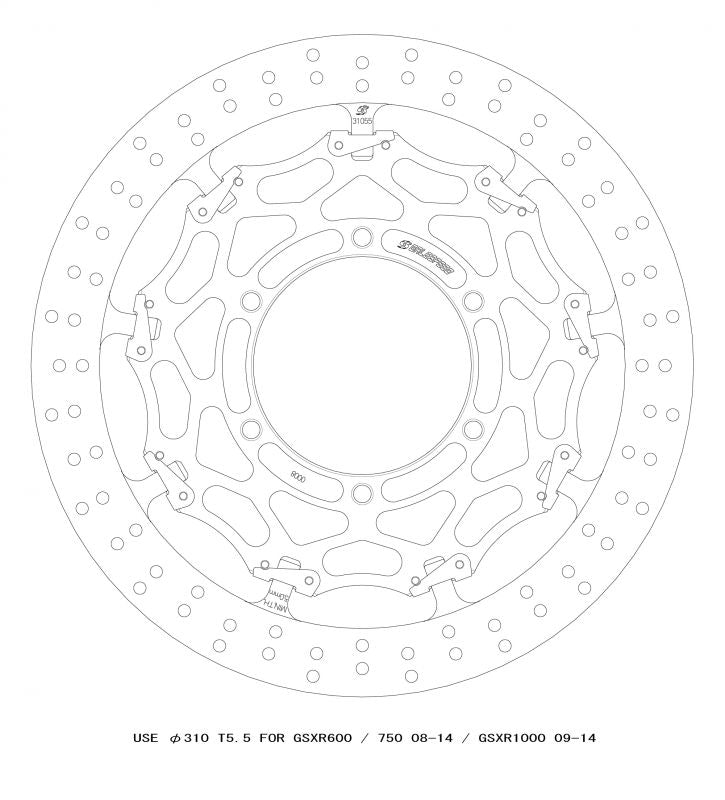 【ゲイルスピード】クロスロックディスクローターFφ310 L   T=5.5 F)GSXR1000 09-14/GSXR600 08-14 GSBDF0008L
