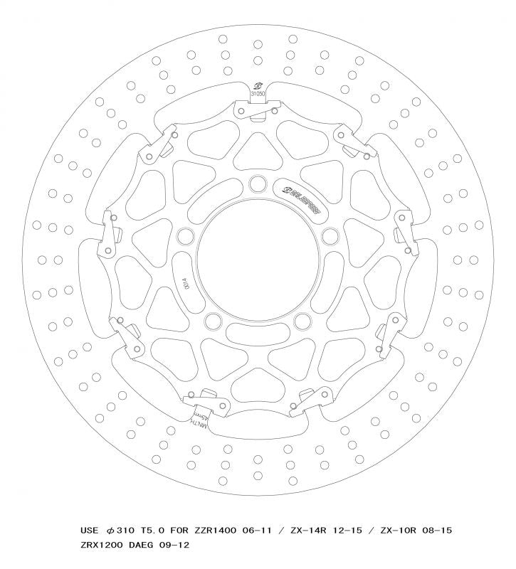 【ゲイルスピード】クロスロックディスクローターFφ310 L   T=5.0 F)ZX-10R 08-15/ZX-14R 12-20/ZRX1200 DAEG(ABS車可) GSBDF0014L