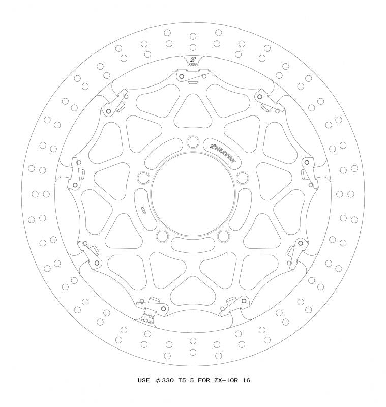 【ゲイルスピード】クロスロックディスクローターFφ330 R   T=5.5 F)ZX-10R 16-22(ABS車可) GSBDF0033R