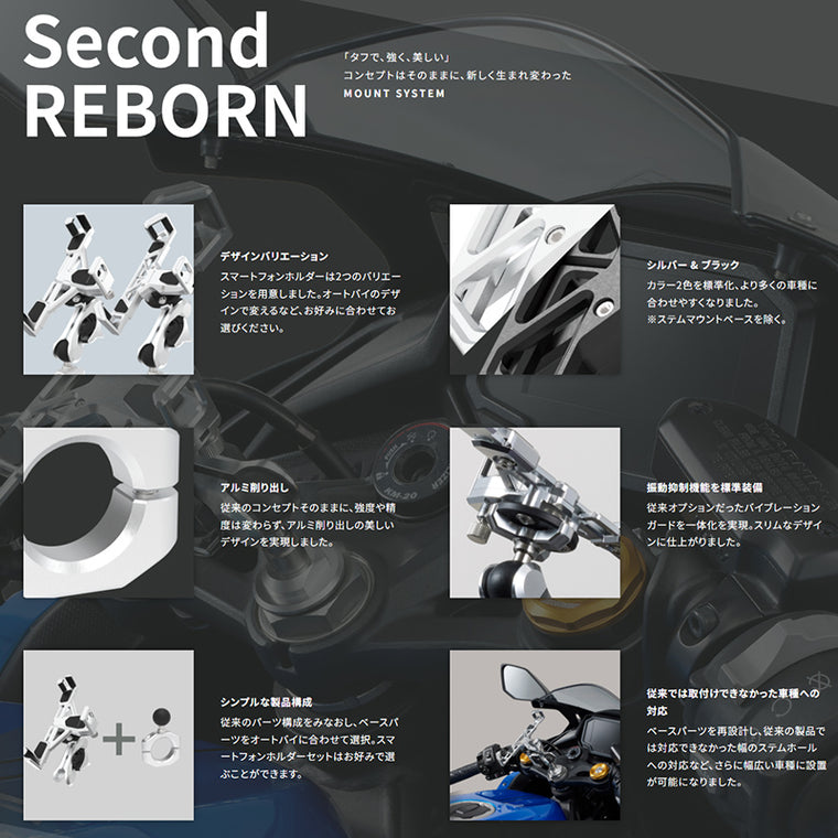 MOUNT SYSTEM｜マウントシステム セカンド スマートフォンホルダーセット AB-02/S シルバー｜00082996