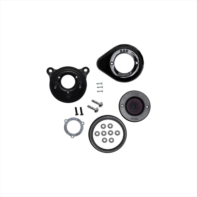 エスアンドエスサイクル | S＆S AirStinger エアスティンガーステルス エアクリーナーキット グロスブラック ツインカム ケーブル2本引  01-17 | 170-0722A