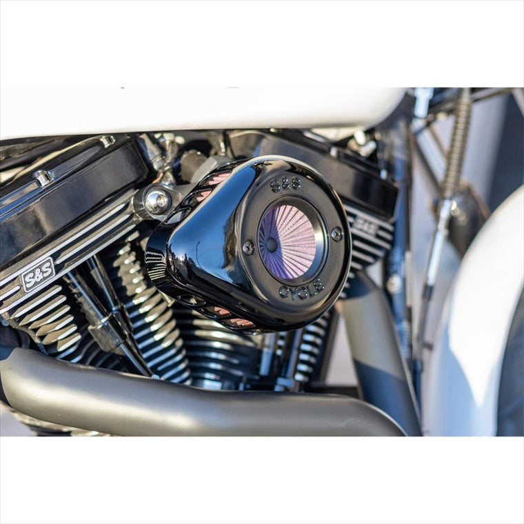 エスアンドエスサイクル | S＆S AirStinger エアスティンガーステルス エアクリーナーキット グロスブラック ツインカム ケーブル2本引  01-17 | 170-0722A