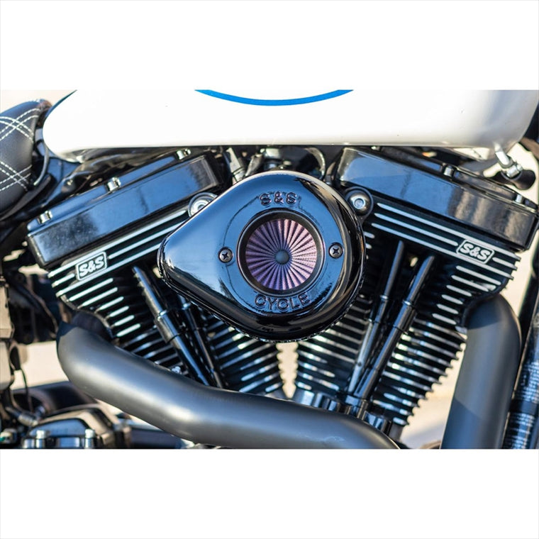 エスアンドエスサイクル | S＆S AirStinger エアスティンガーステルス エアクリーナーキット グロスブラック ツインカム ケーブル2本引  01-17 | 170-0722A