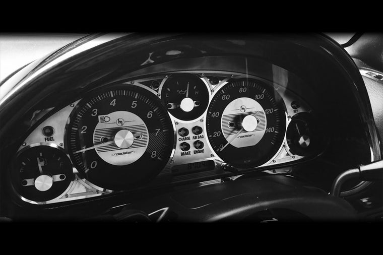 Jass Performance(ジャスパフォーマンス)｜メーターパネル クラスターベゼル ヴィンテージ2レイヤースタイル ステンレスミラーポリッシュ/ステンレスヘアライントリム｜2279