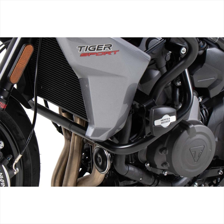 HEPCO&BECKER(ヘプコアンドベッカー) | エンジンガード ブラック クラッシュパッド付 | 5017636 00 01 | Trident660 21-25/Tiger Sport 22-25