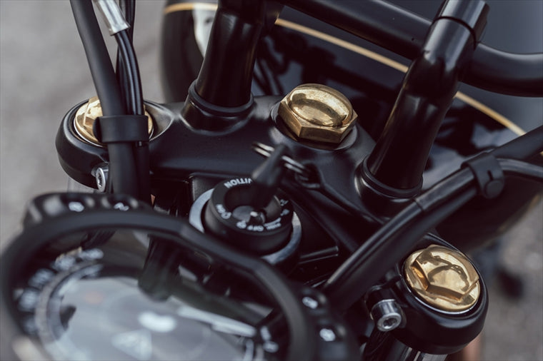 MOTONE CUSTOMS(モートーン)｜フロントフォークキャップ GUVNORS ブラス｜MMU514
