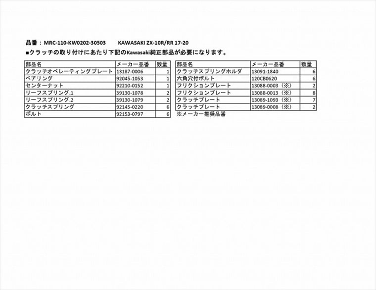 【オグラクラッチ】ORCスリッパークラッチ ZX-10R/RR 17-20 MRC-110-KW0202-30503