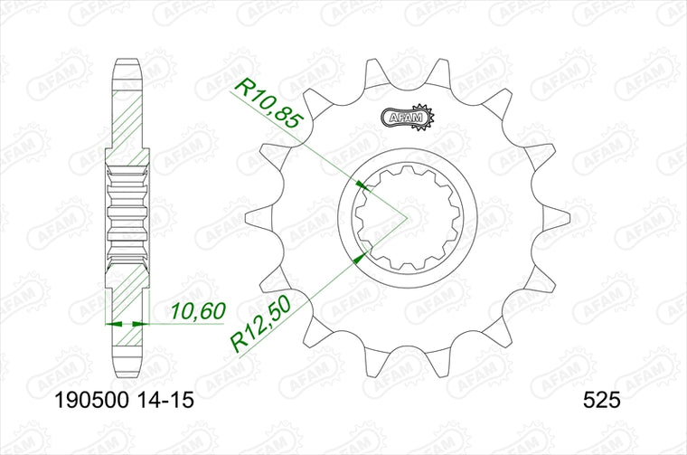 AFAM(アファム)｜Fスプロケット 525-15｜190500-15