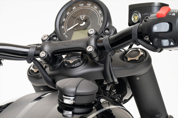 MOTONE CUSTOMS(モートーン)フロントフォークキャップ CAPOS アルミ ブラック/ポリッシュMMU630