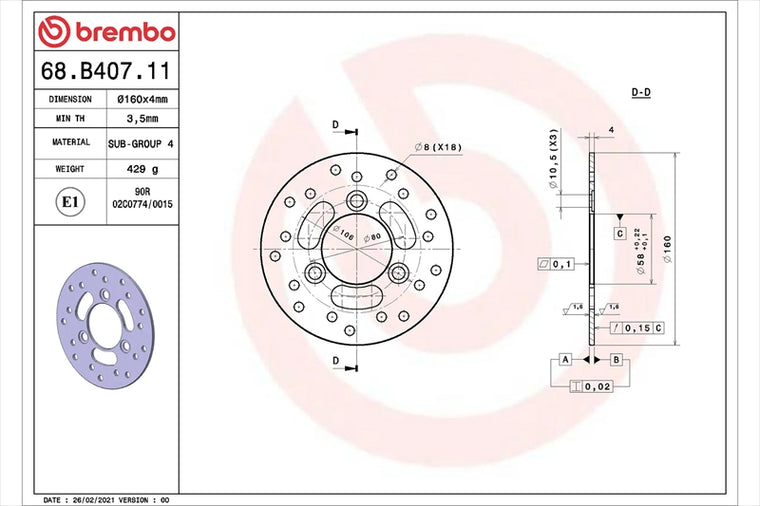 BREMBO SERIE ORO(ブレンボ セリエオロ) | セリエオロ ブレーキディスク リジット | 68B40711