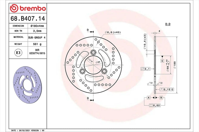 BREMBO SERIE ORO(ブレンボ セリエオロ) | セリエオロ ブレーキディスク リジット | 68B40714