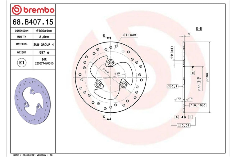 BREMBO SERIE ORO(ブレンボ セリエオロ) | セリエオロ ブレーキディスク リジット | 68B40715