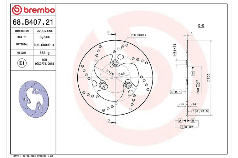 BREMBO SERIE ORO(ブレンボ セリエオロ) | セリエオロ ブレーキディスク リジット | 68B40721