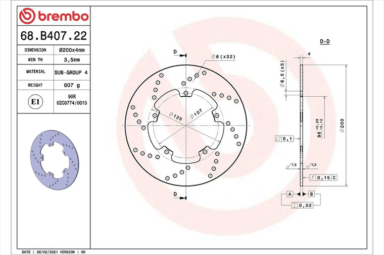 BREMBO SERIE ORO(ブレンボ セリエオロ) | セリエオロ ブレーキディスク リジット | 68B40722