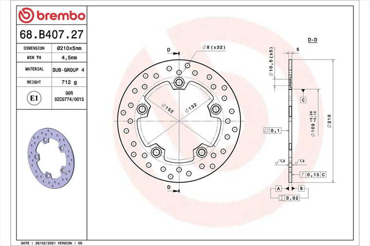 BREMBO SERIE ORO(ブレンボ セリエオロ) | セリエオロ ブレーキディスク リジット | 68B40727