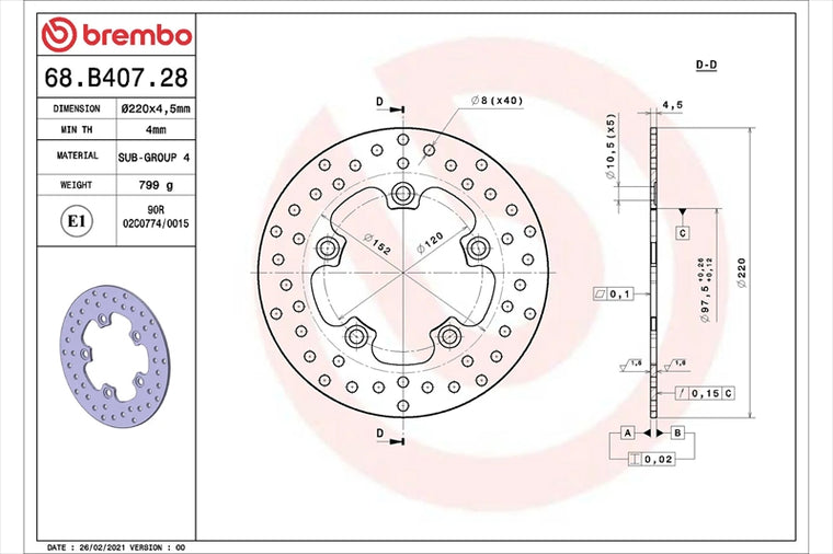 BREMBO SERIE ORO(ブレンボ セリエオロ) | セリエオロ ブレーキディスク リジット | 68B40728
