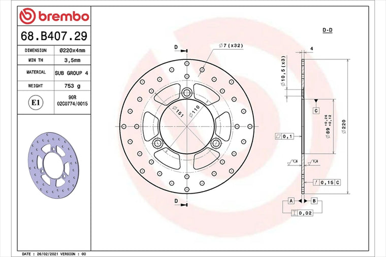 BREMBO SERIE ORO(ブレンボ セリエオロ) | セリエオロ ブレーキディスク リジット | 68B40729