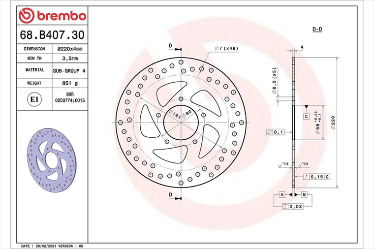 BREMBO SERIE ORO(ブレンボ セリエオロ) | セリエオロ ブレーキディスク リジット | 68B40730