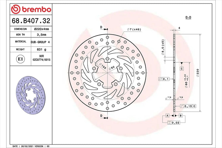 BREMBO SERIE ORO(ブレンボ セリエオロ) | セリエオロ ブレーキディスク リジット | 68B40732