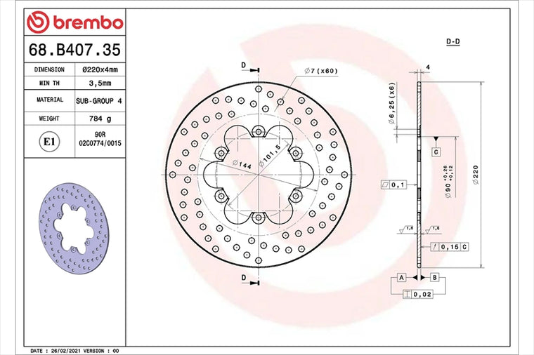 BREMBO SERIE ORO(ブレンボ セリエオロ) | セリエオロ ブレーキディスク リジット | 68B40735