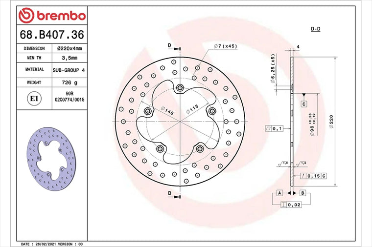 BREMBO SERIE ORO(ブレンボ セリエオロ) | セリエオロ ブレーキディスク リジット | 68B40736