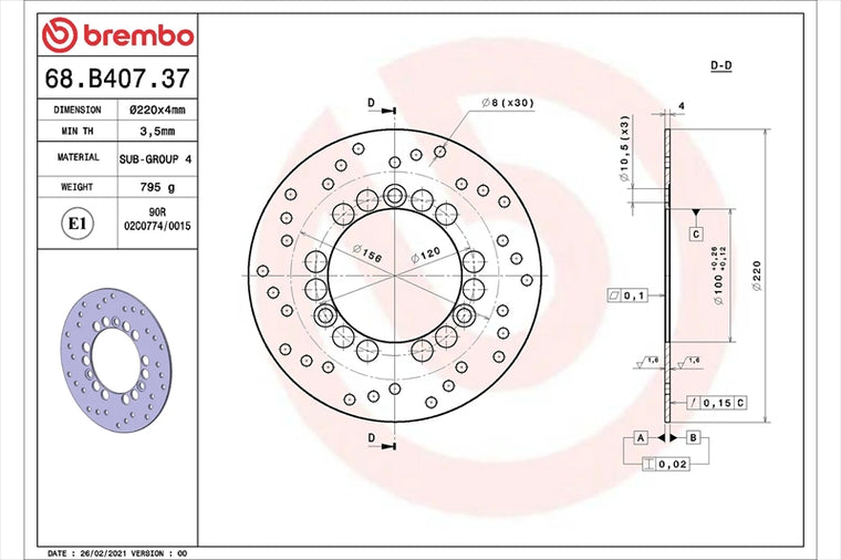 BREMBO SERIE ORO(ブレンボ セリエオロ) | セリエオロ ブレーキディスク リジット | 68B40737