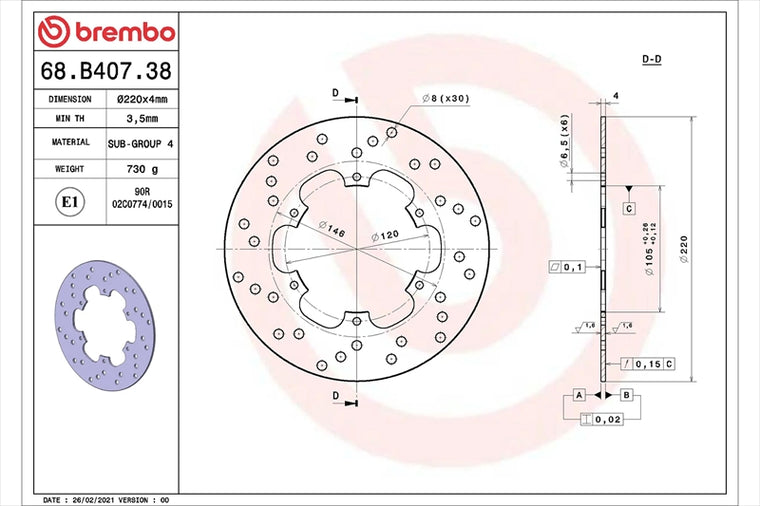 BREMBO SERIE ORO(ブレンボ セリエオロ) | セリエオロ ブレーキディスク リジット | 68B40738