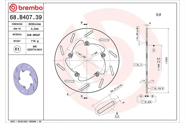 BREMBO SERIE ORO(ブレンボ セリエオロ) | セリエオロ ブレーキディスク リジット | 68B40739