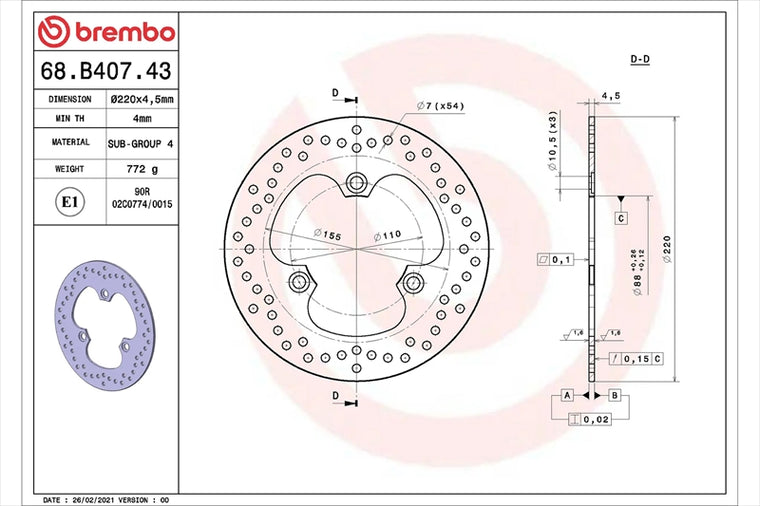 BREMBO SERIE ORO(ブレンボ セリエオロ) | セリエオロ ブレーキディスク リジット | 68B40743