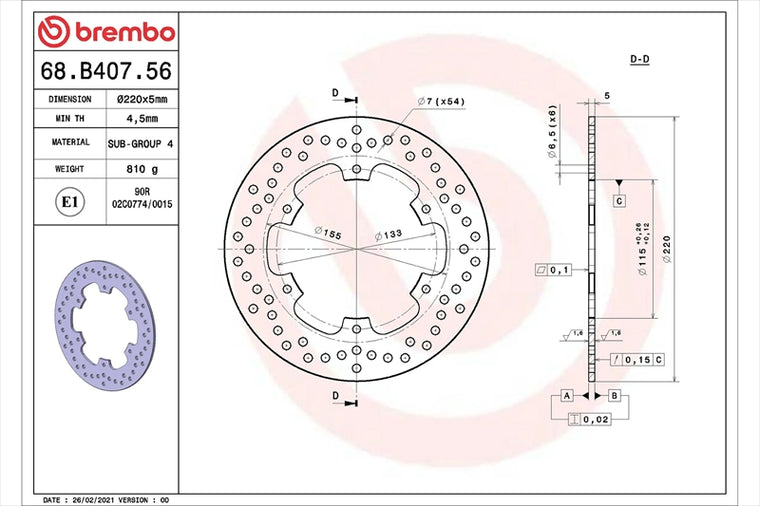 BREMBO SERIE ORO(ブレンボ セリエオロ) | セリエオロ ブレーキディスク リジット | 68B40756