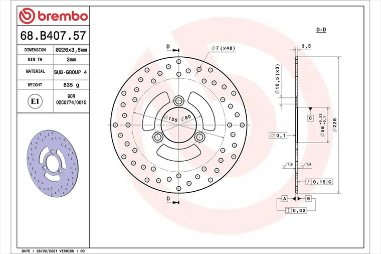 BREMBO SERIE ORO(ブレンボ セリエオロ) | セリエオロ ブレーキディスク リジット | 68B40757