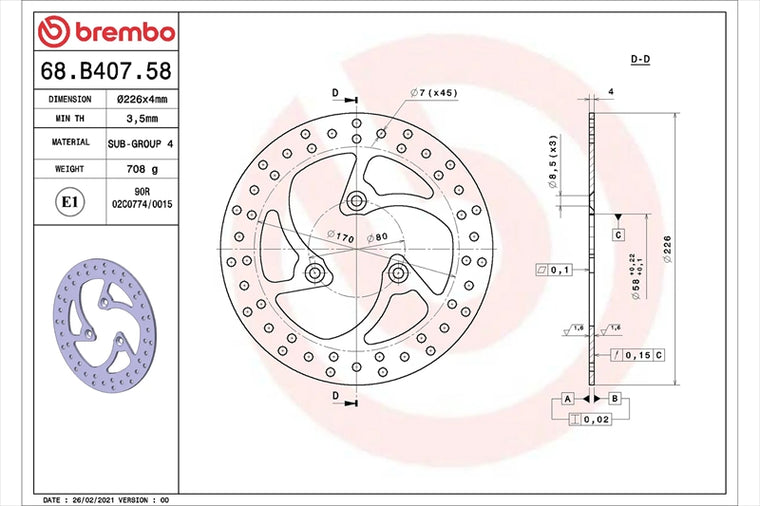 BREMBO SERIE ORO(ブレンボ セリエオロ) | セリエオロ ブレーキディスク リジット | 68B40758