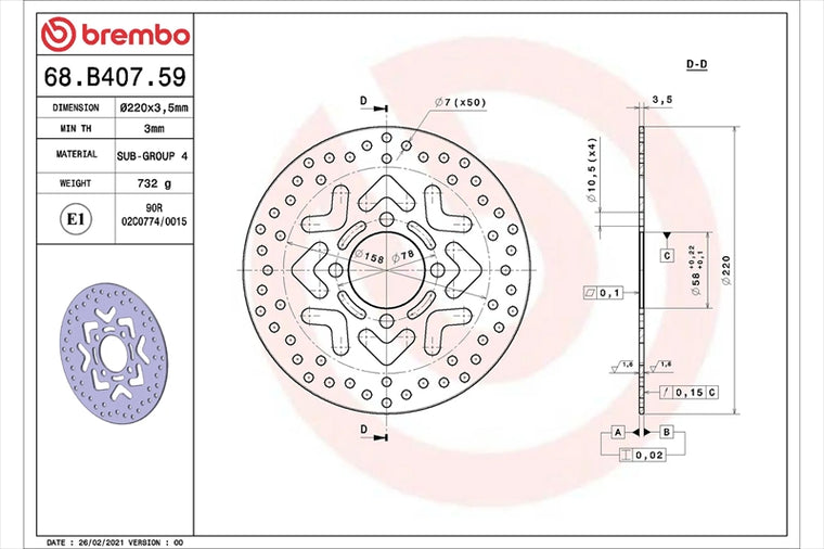 BREMBO SERIE ORO(ブレンボ セリエオロ) | セリエオロ ブレーキディスク リジット | 68B40759