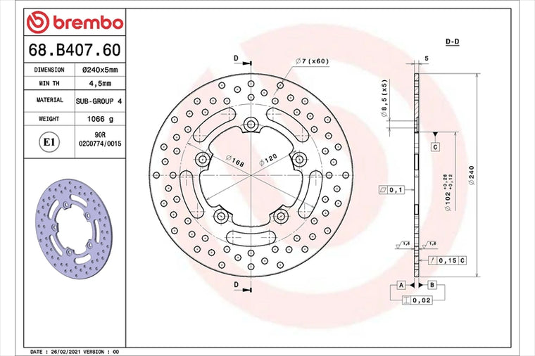 BREMBO SERIE ORO(ブレンボ セリエオロ) | セリエオロ ブレーキディスク リジット | 68B40760