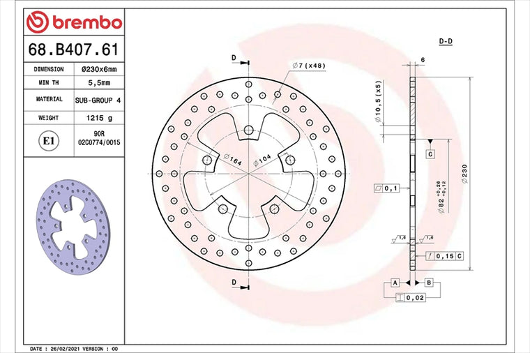 BREMBO SERIE ORO(ブレンボ セリエオロ) | セリエオロ ブレーキディスク リジット | 68B40761