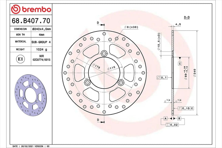BREMBO SERIE ORO(ブレンボ セリエオロ) | セリエオロ ブレーキディスク リジット | 68B40770